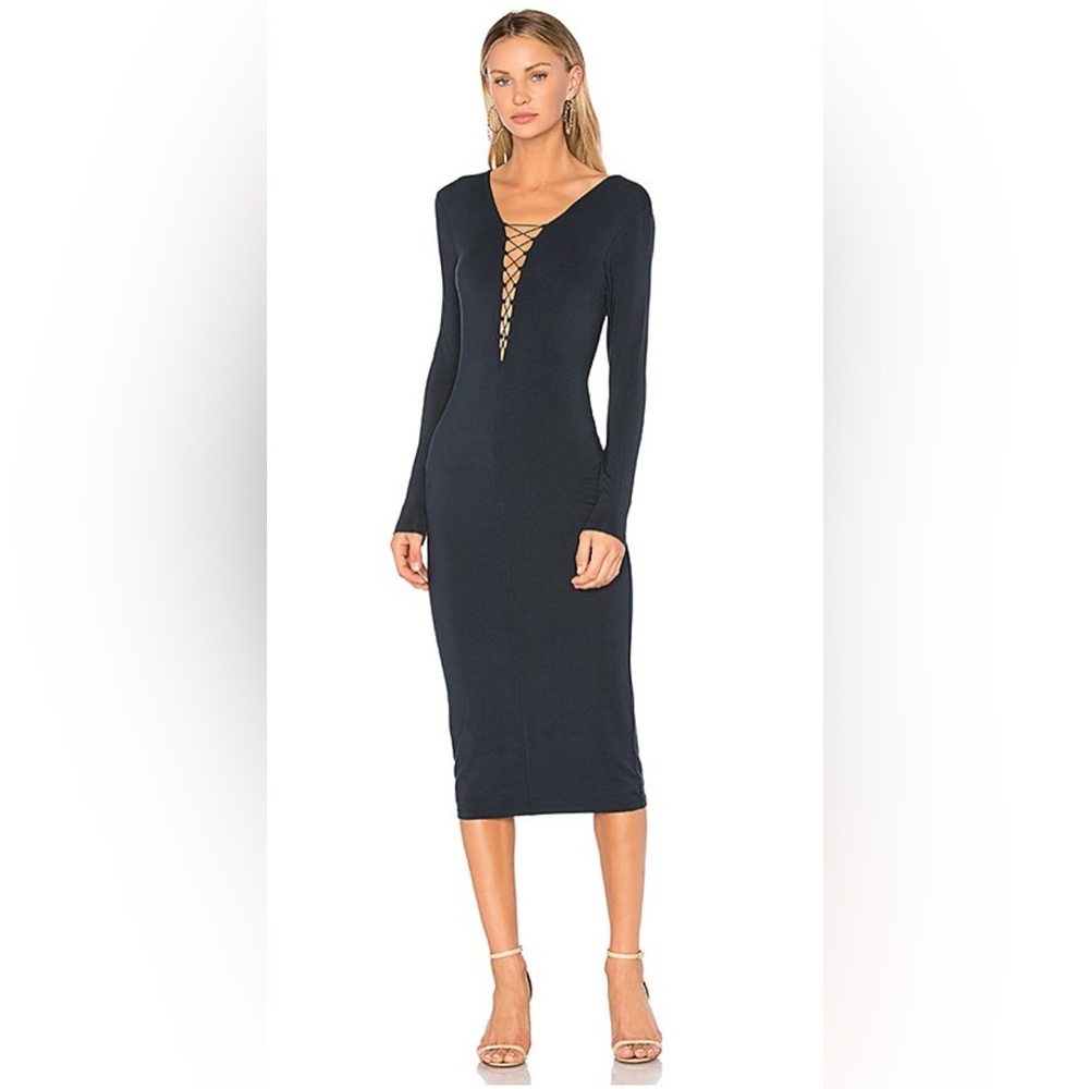 Alexander Wang Midnight Black Criss Cross Bodycon Dress
